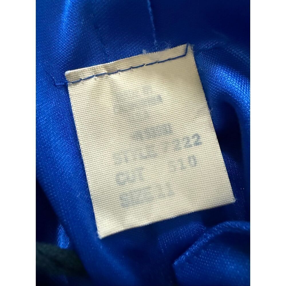 Vintage 80s Mayven’s of California Cobalt Blue Rocker Chic Ruched Midi Dress M - Picture 7 of 7